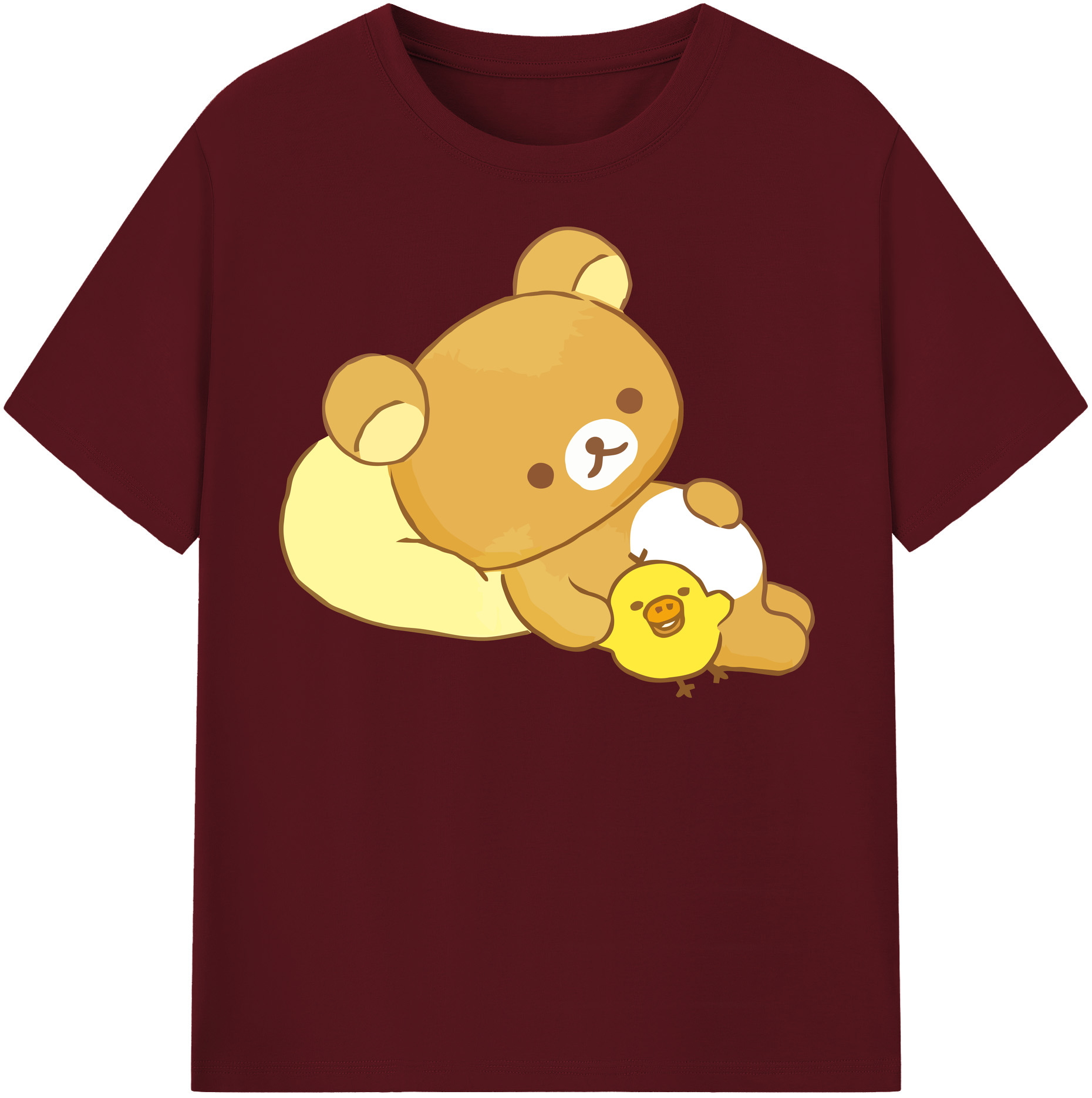 （画像用） リラックマ リラックマ キイロイトリ Rilakkuma Korilakkuma Kiiroitori 綿100％半袖Tシャツ（フロントプリント）